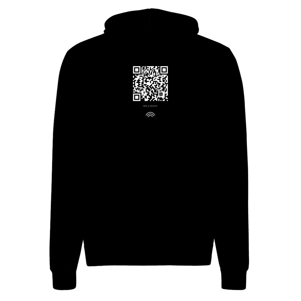black-hoodie back — QR code