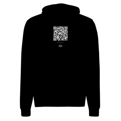 black-hoodie back — QR code